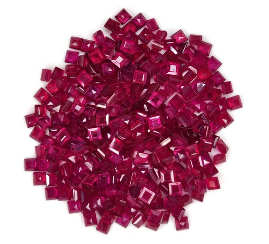 15 Pcs Natural Ruby 4mm Square Shape Precious Loose Gemstones For Jewelry Making