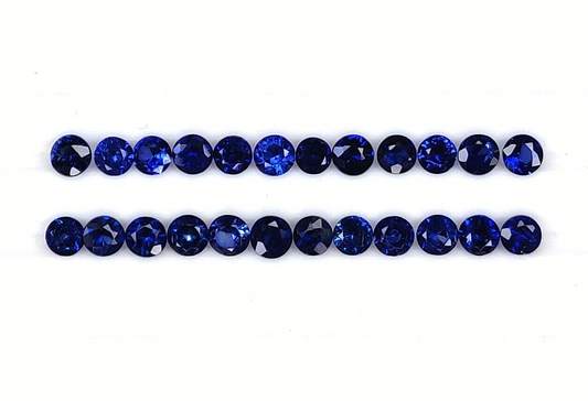 20 Pcs Natural Blue Sapphire 2.5mm Round Diamond Cut Precious Loose Gemstones