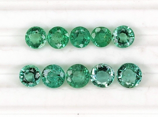 20 Pcs Natural Zambian Emerald 3.5mm Round Loose Precious Certified Gemstones