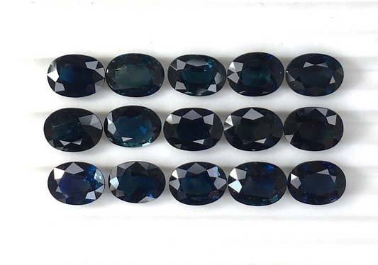 2 Pcs Natural Blue Sapphire 8x6mm Oval Loose Gemstone For Jewelry Making Gifts
