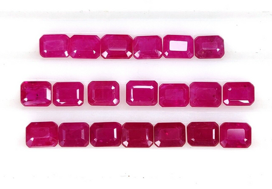 2 Pcs Natural Burma Red Ruby 5x4mm Octagon Shape Precious Loose Gemstone