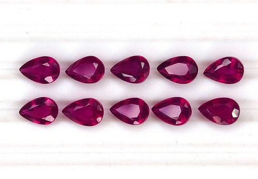 2 Pcs Natural Ruby Top Quality 6x4mm Pear Shape Precious Loose Jewelry Gemstones
