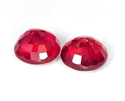 7mm Natural Pigeon Blood Red Burma Ruby Round Shape 2pcs Pair Loose Gemstones