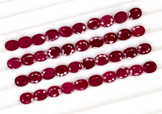 Natural Red Ruby Oval Shape 5x4mm 4 Pieces Loose Certified Precious Gemstone