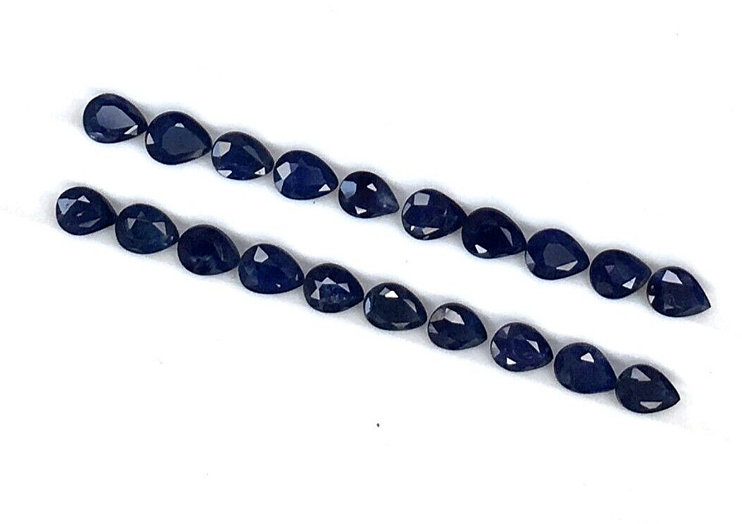 15 Pcs Natural Blue Sapphire 4x3mm Pear Shape Precious Loose Certified Gemstones