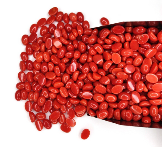 10 Pcs Natural Italian Coral 8x6mm Oval Shape Loose Gemstone Cabochon