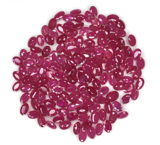 2Pcs Natural Mozambique Ruby 6x4mm Oval Precious Loose Gemstone For Jewelry Gift