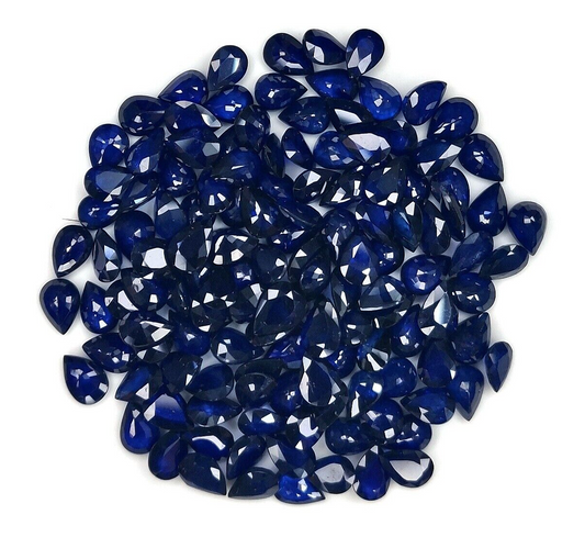 4 Pcs Natural Blue Sapphire 7x5mm Pear Shape Precious Loose Gemstone For Jewelry