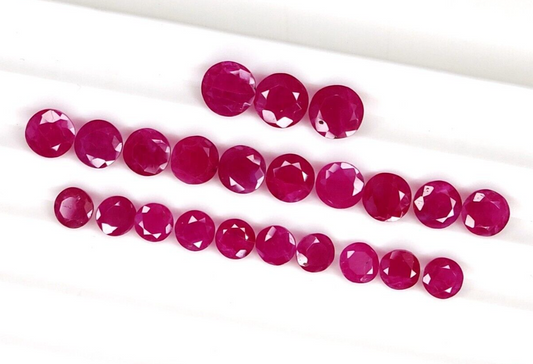 2 Pc Natural Ruby 5mm Round Shape Precious Loose Gemstones For Jewelry Making