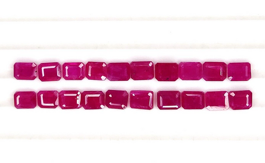 4 Pcs Natural Ruby 6x4mm Octagon Precious Loose Luster Gemstone For Jewelry Gift