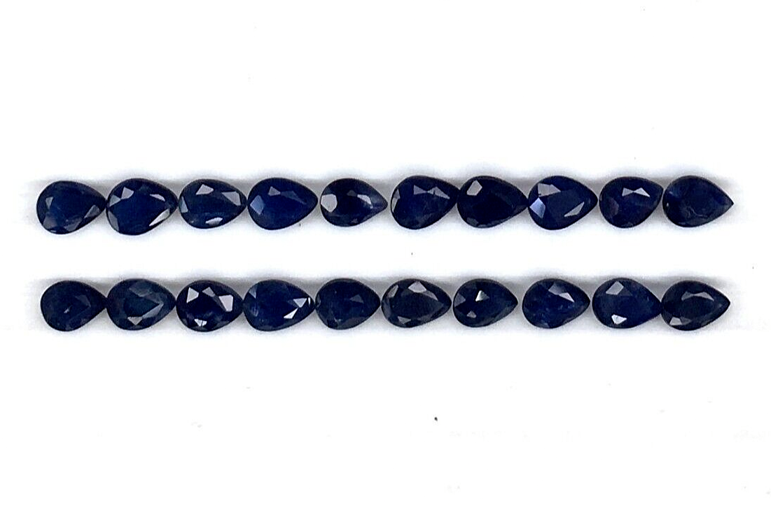 15 Pcs Natural Blue Sapphire 4x3mm Pear Shape Precious Loose Certified Gemstones
