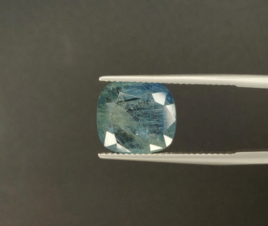 Certified Natural Untreated Teal Blue Sapphire 5.99 Carats Cushion Shape Loose Gemstone