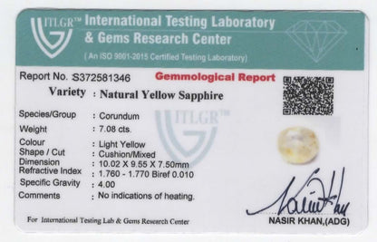 Natural Yellow Sapphire | 7.08cts