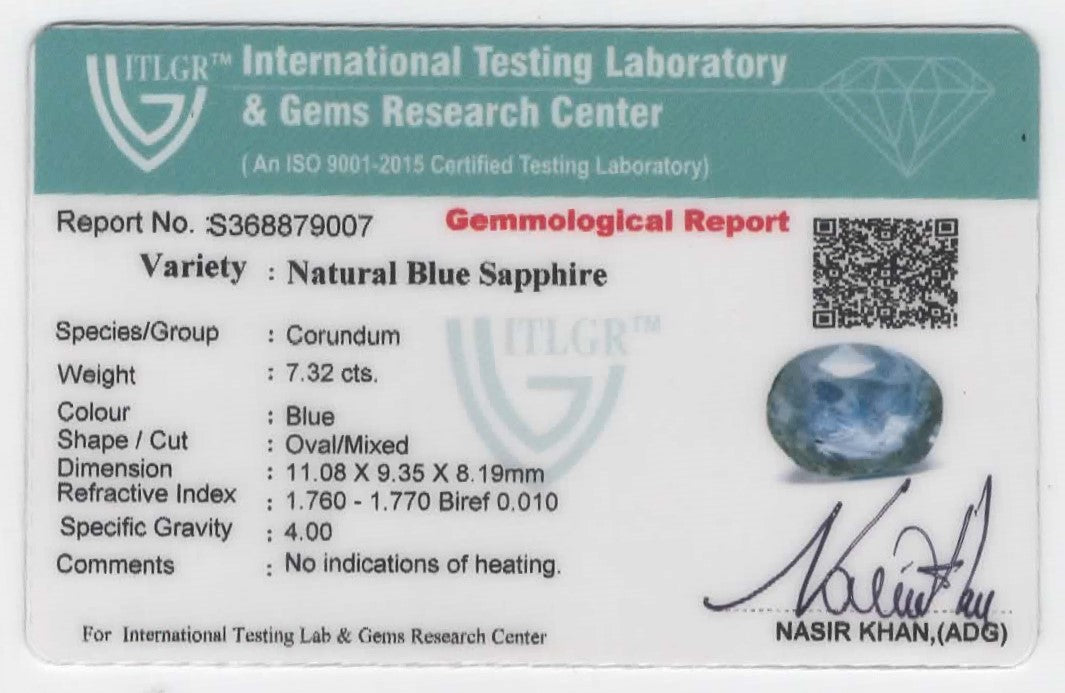 Natural Sri Lanka Blue Sapphire Oval 7.32cts