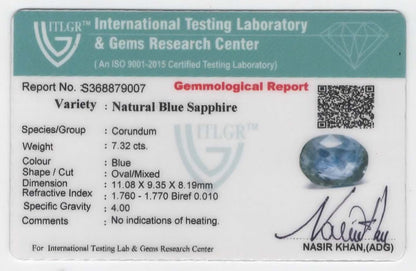 Natural Sri Lanka Blue Sapphire Oval 7.32cts