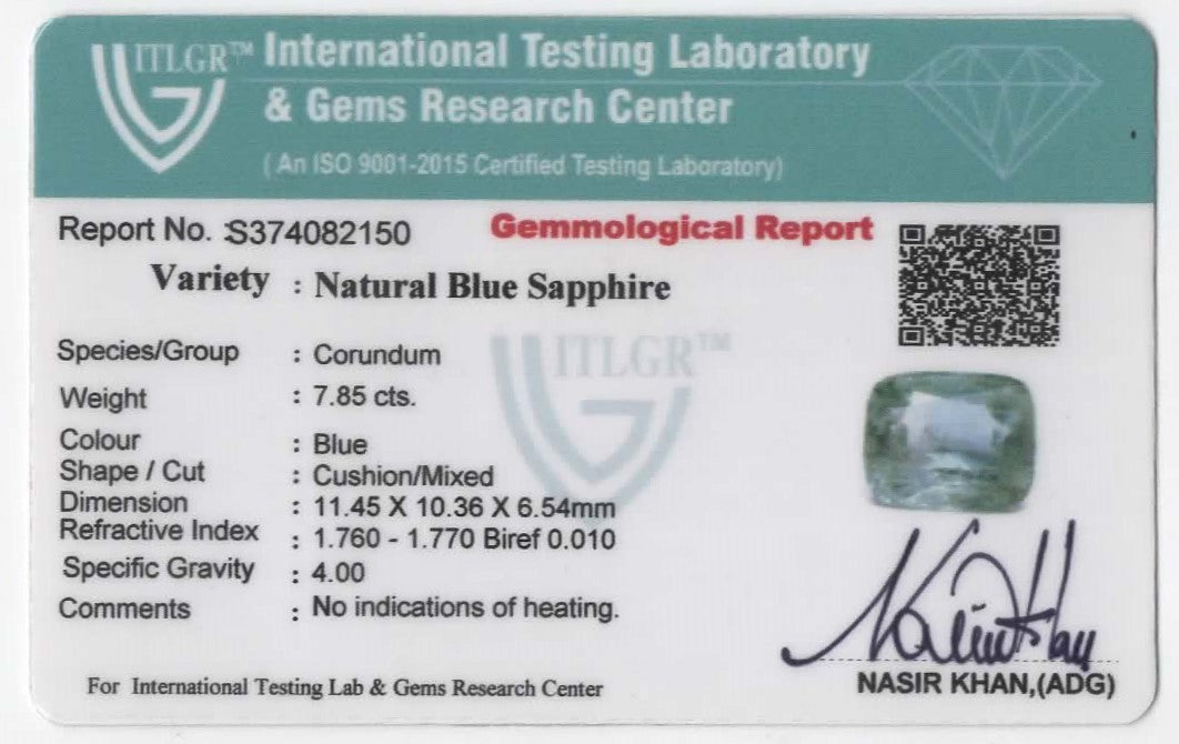 Natural Burma Blue Sapphire Cushion 7.86cts
