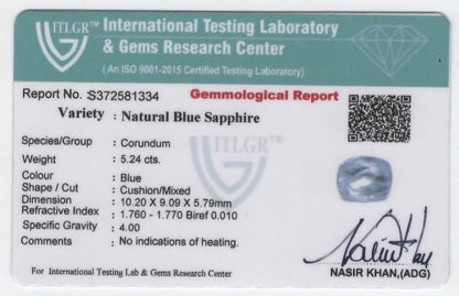 Natural Sri Lanka Blue Sapphire Cushion 5.24cts
