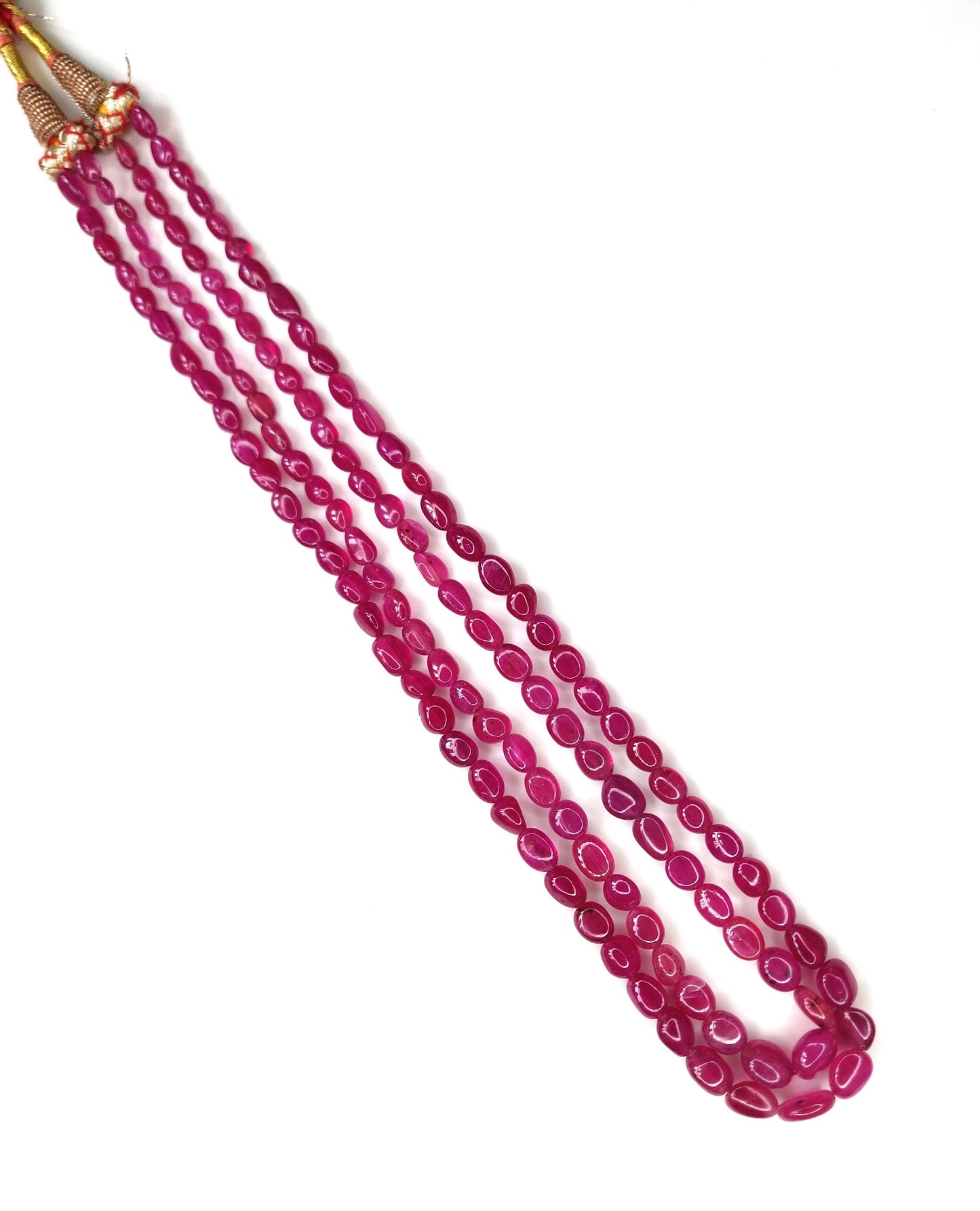 Natural Ruby Fancy Tumble Shape Plain Loose Gemstone 2 Layer Beads Necklace | 205cts