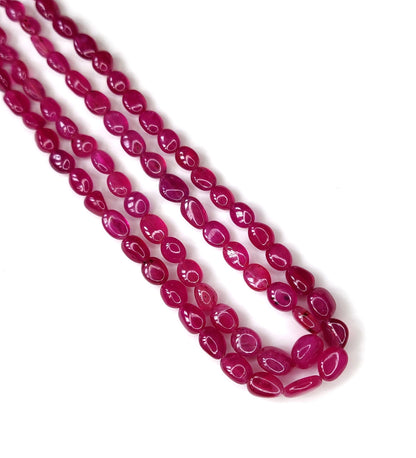 Natural Ruby Fancy Tumble Shape Plain Loose Gemstone 2 Layer Beads Necklace | 205cts