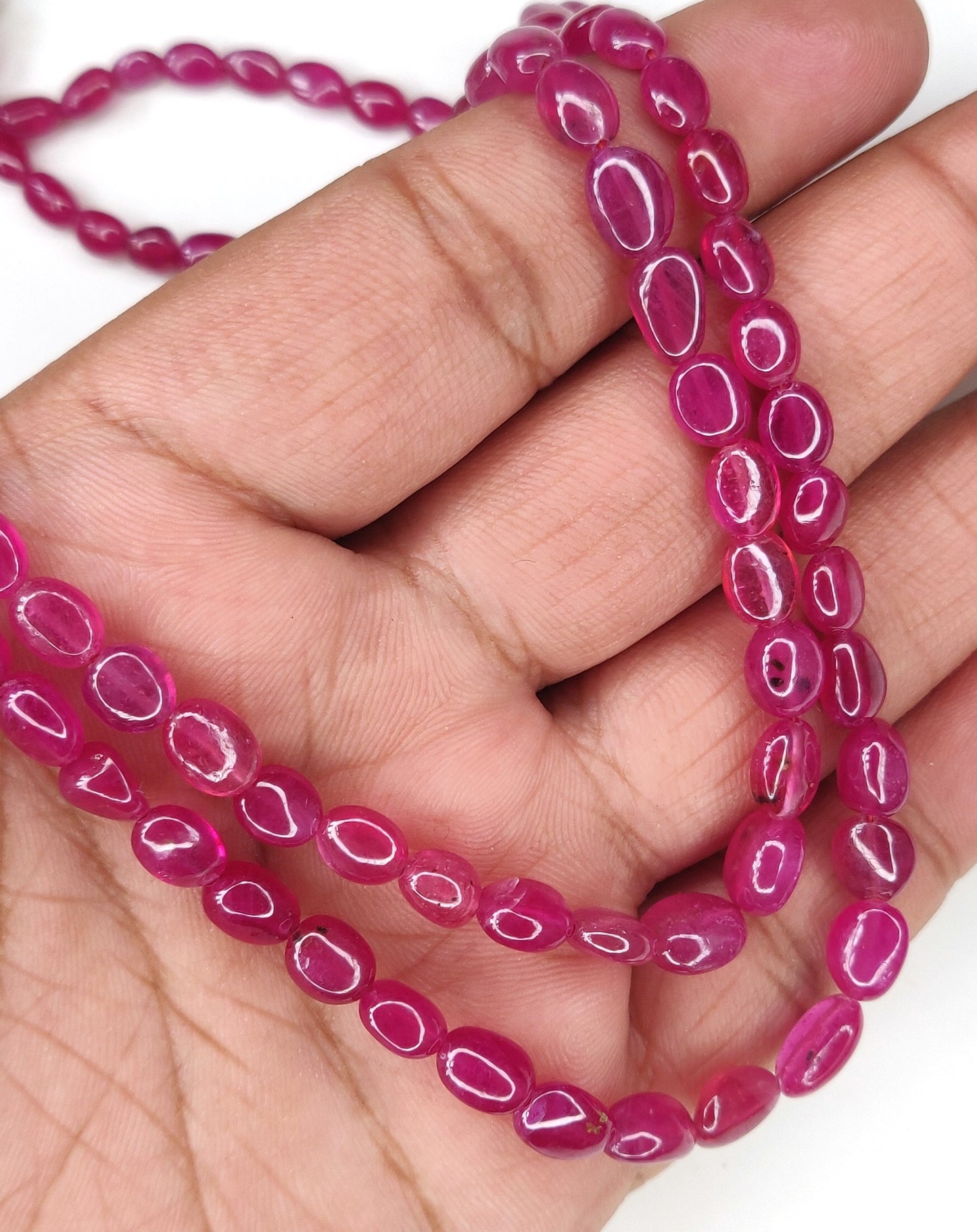 Natural Ruby Fancy Tumble Shape Plain Loose Gemstone 2 Layer Beads Necklace | 205cts