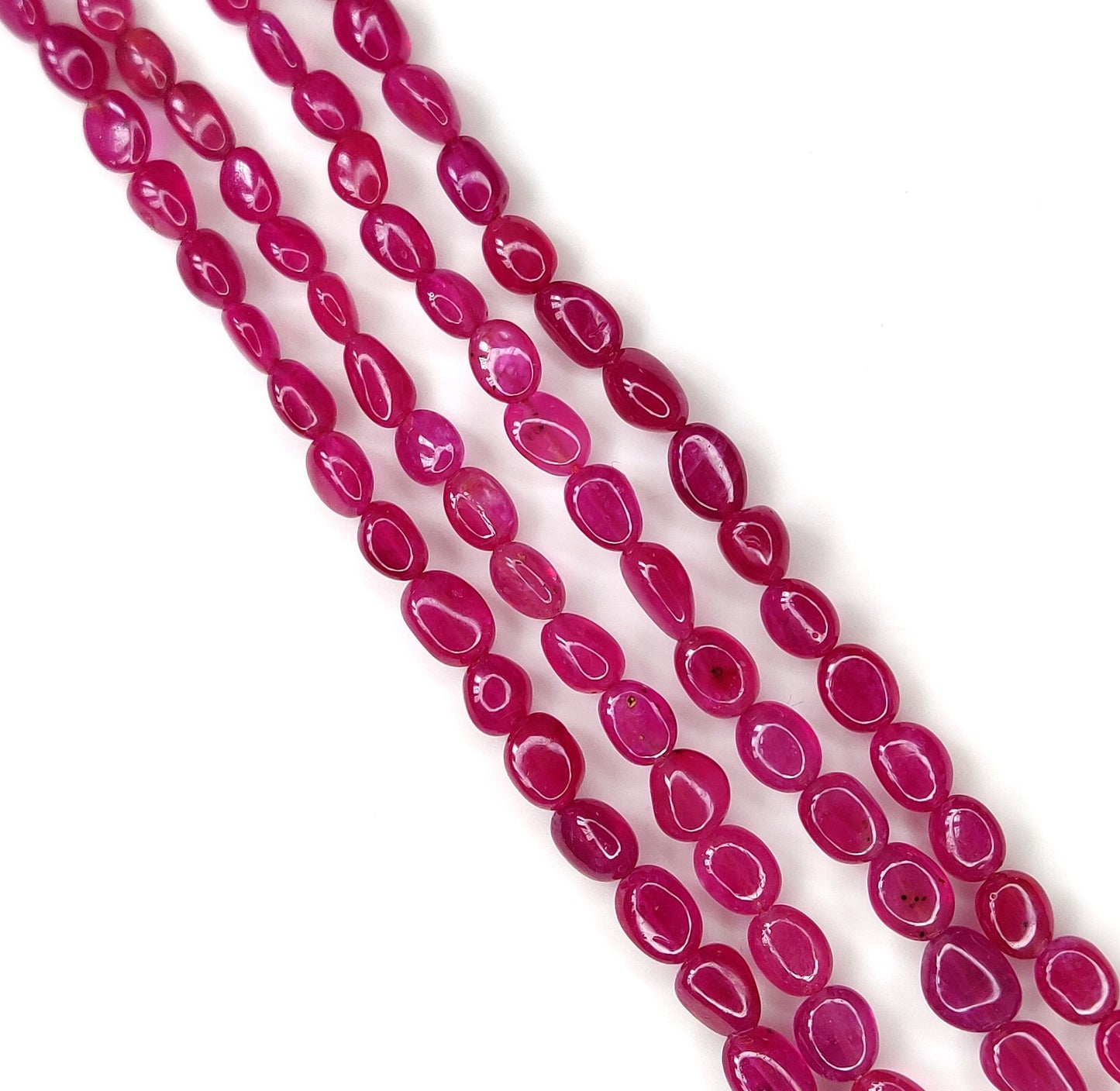 Natural Ruby Fancy Tumble Shape Plain Loose Gemstone 2 Layer Beads Necklace | 205cts