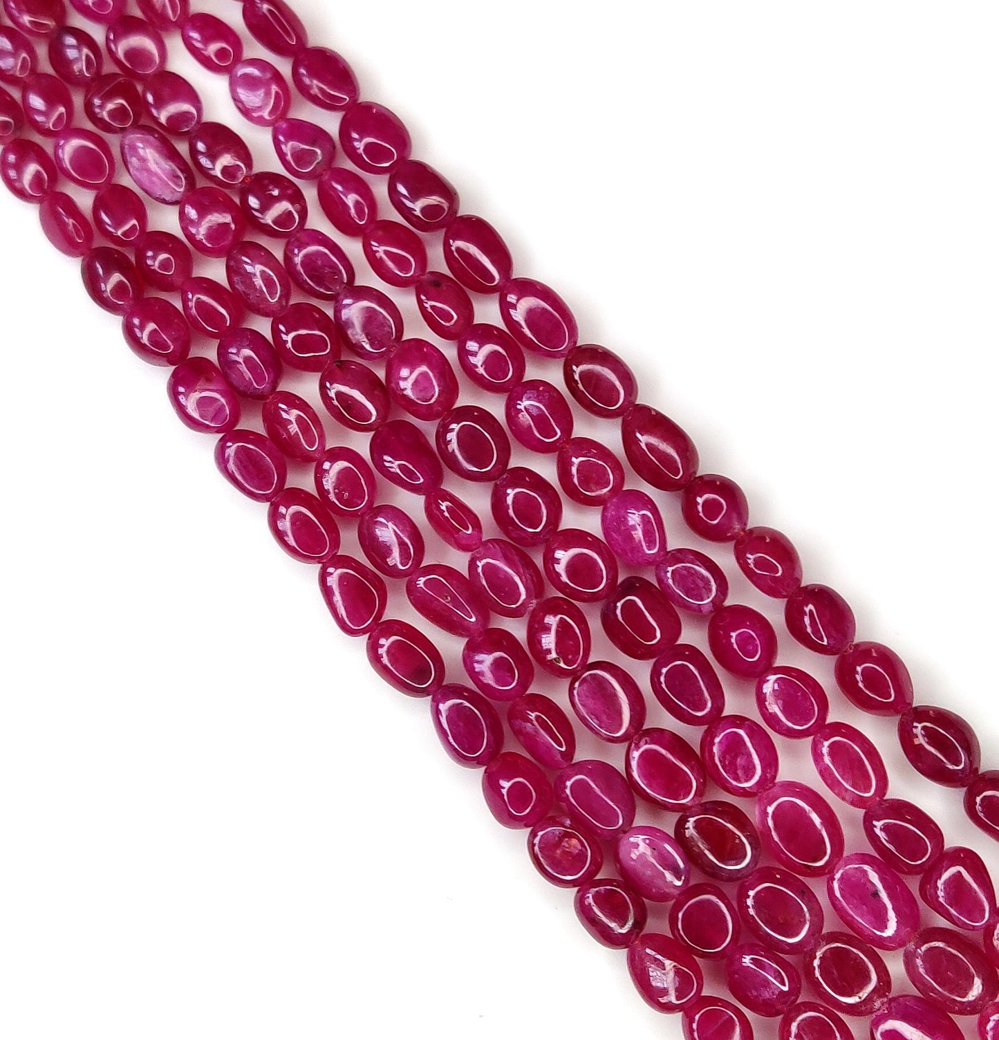 Natural Ruby Fancy Tumble Shape Plain Loose Gemstone 3 Layer Beads Necklace | 313.15cts