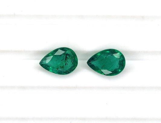 Natural Emerald Zambian Pear Shape 2 Pcs Loose Gemstones Best For Rings | 1.95cts