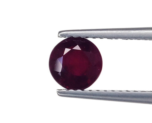 Natural Burma Dark Deep Red Ruby Heated Round Shape Loose Gemstones For Engagement Rings | 1.21cts
