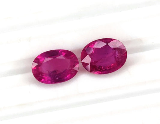 Natural Ruby Pinkish Red Mozambique Heated Ovals Shape 2 Pcs Loose Gemstones For Engagement Rings | 2.75cts