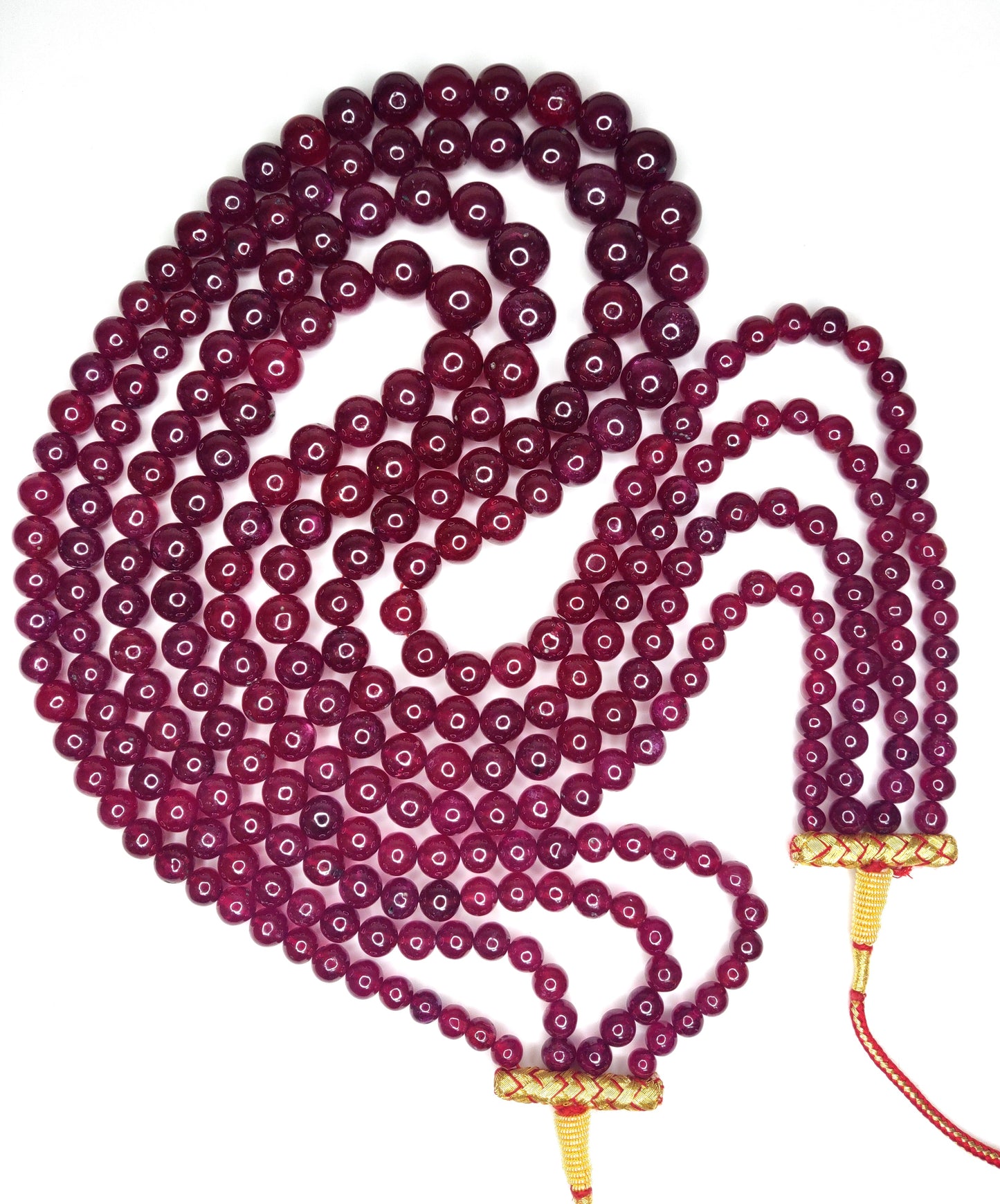 Natural Ruby Plain Round Balls Loose Gemstone 4 Layer Beads Necklace | 2473.40cts