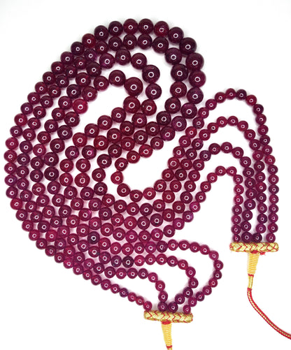 Natural Ruby Plain Round Balls Loose Gemstone 4 Layer Beads Necklace | 2473.40cts