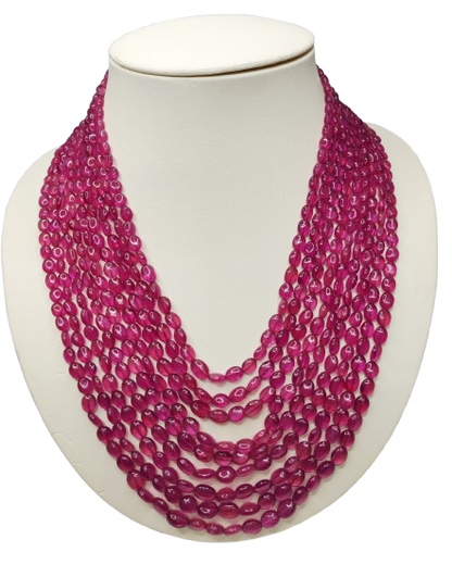 Natural Ruby Oval Shape Plain Loose Gemstone 9 Layer Beads Necklace | 1146cts