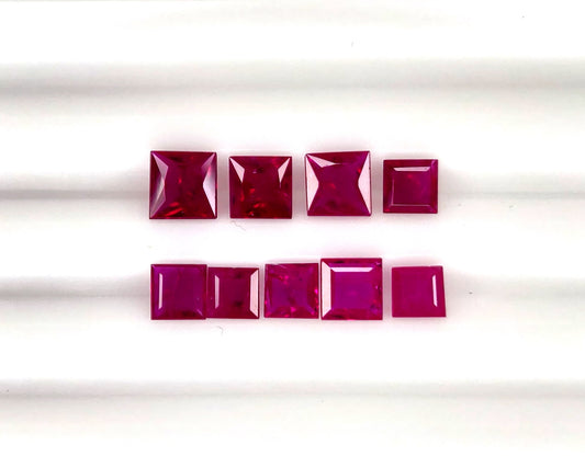 Natural Mozambique Ruby Square 4mm