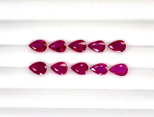 Natural Mozambique Ruby Pear 6x4mm