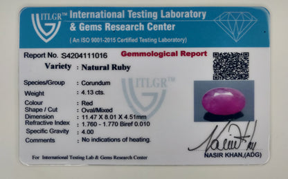 Natural Africa Ruby Oval 4.13cts