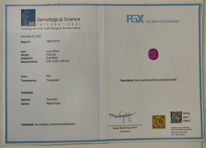 Natural Burma Ruby Oval 4.39cts