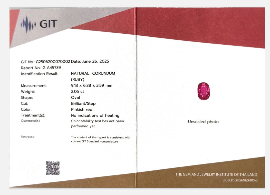 Natural Mozambique Ruby Cushion Oval 2.05cts