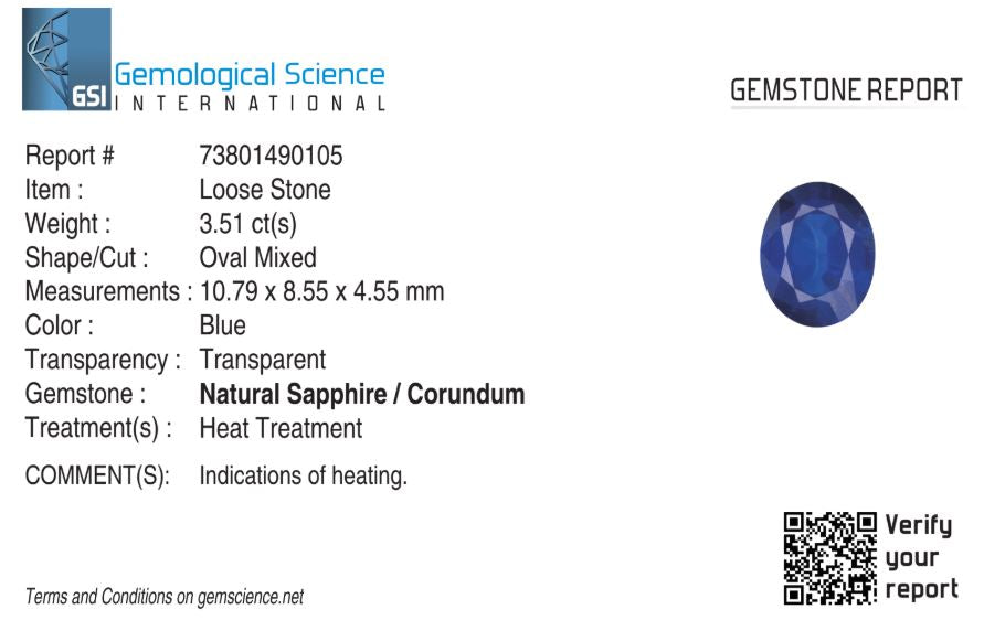 Natural Blue Sapphire Kanchanaburi Oval 3.51 carat
