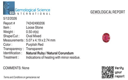 Natural Ruby Mozambique Oval 0.5 carat