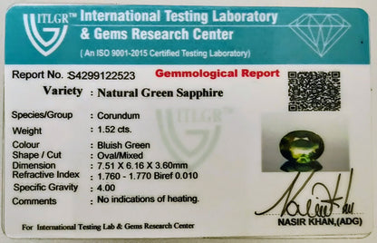 Natural Teal Sapphire Australia Oval 1.52 carat