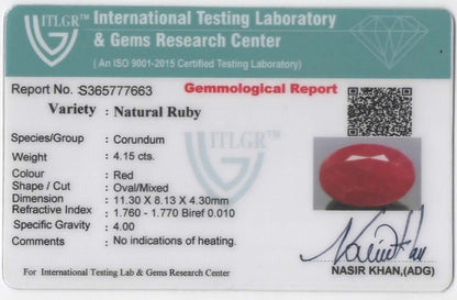 Natural Ruby Africa Oval 4.15 carat