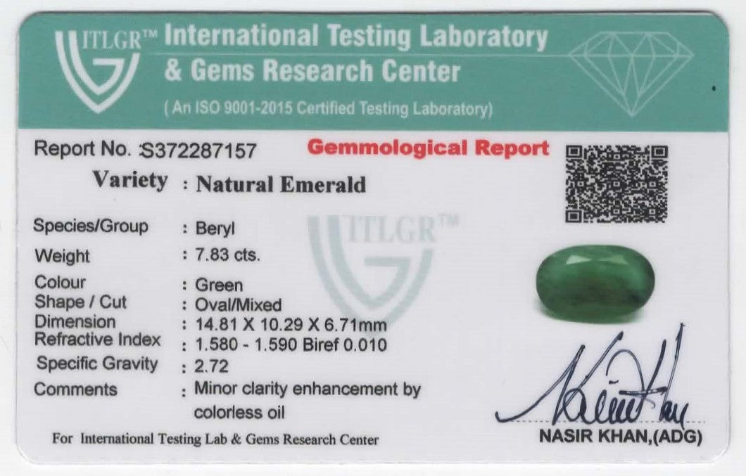 Natural Emerald Zambia Oval 7.83 carat