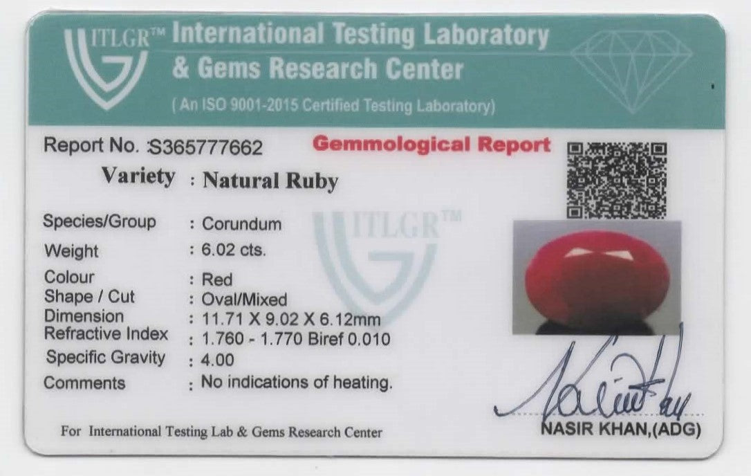 Natural Ruby Africa Oval 6.02 carat