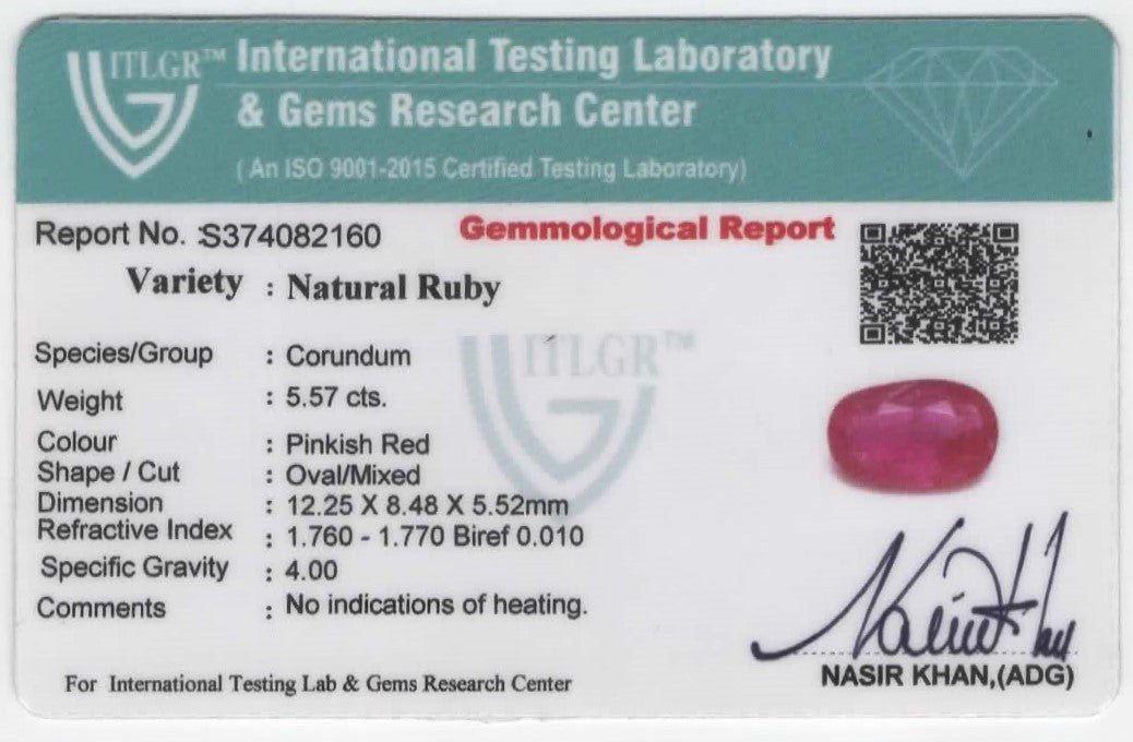 Natural Ruby Burma Oval 5.58 carat