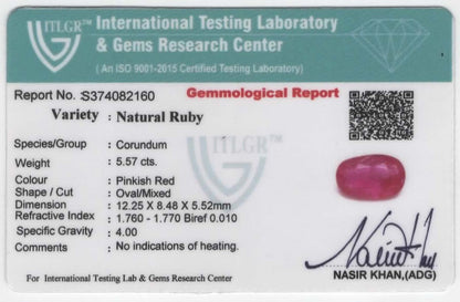 Natural Ruby Burma Oval 5.58 carat