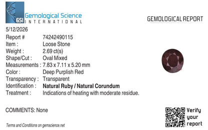 Natural Ruby Africa Oval 2.69 carat