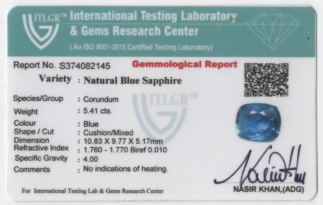 Natural Blue Sapphire Burma Cushion 5.41 carat