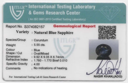 Natural Blood Blue Sapphire Madagascar Oval 5.55 carat