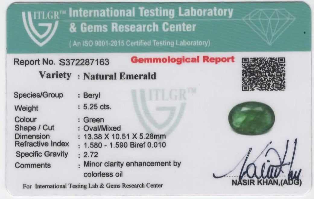 Natural Emerald Zambia Oval 5.25 carat