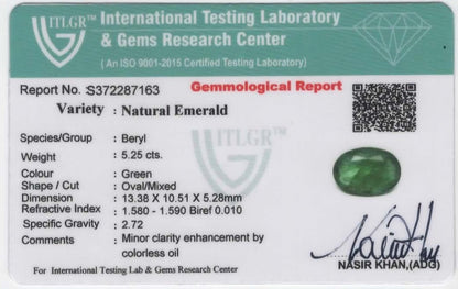 Natural Emerald Zambia Oval 5.25 carat